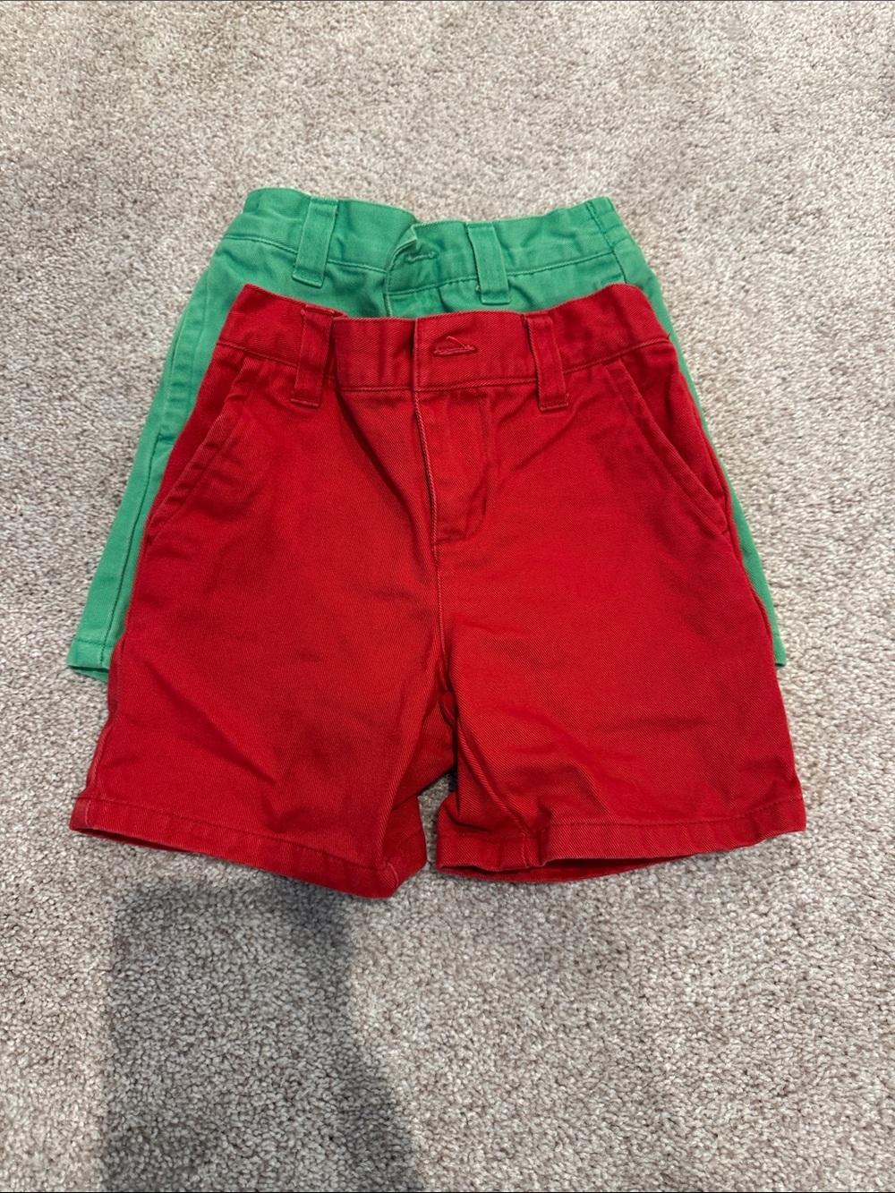 Janie and Jack Red and Green Cotton Shorts Set